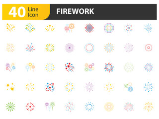 set of firework icons, chinese new year, happy new year