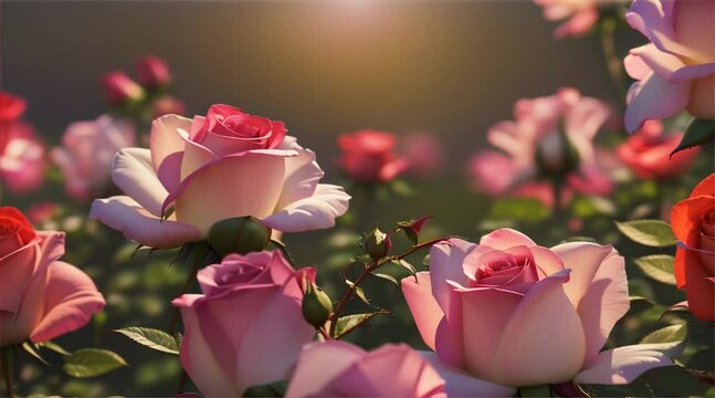 Blooming Rose Garden in Full Splendor
