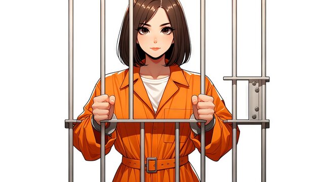 female prisoner with orange jumpsuit