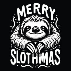 Vector art graphic of a chriatmas themed Sloth 
