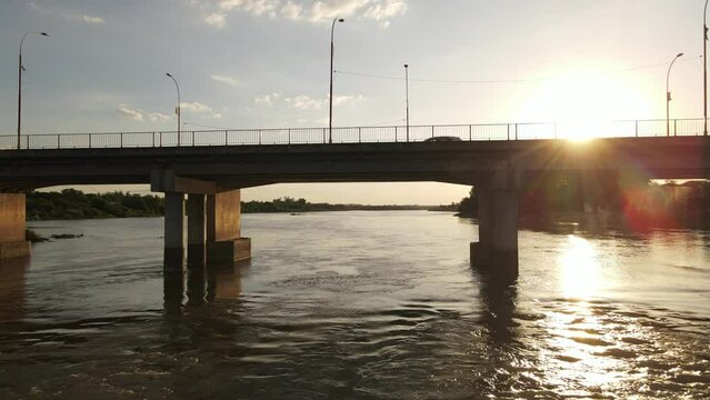 Bridge over the river in a sunset (Termas de R&iacute;o Hondo, Santiago del Estero, Argentina)