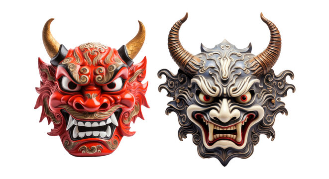 japan demon mask transparent set