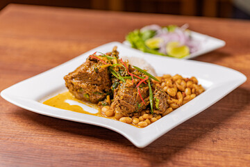 Cabrito a la norteña is a dry dish typical of Peruvian gastronomy.
