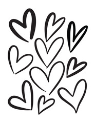 Fototapeta premium Hand drawn heart symbol love icon for romantic trendy doodle art for decoration element in a glyph pictogram illustration