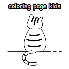 cat sitting coloring book kids
