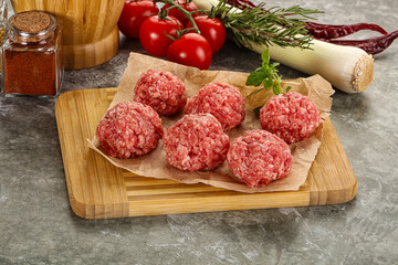 Raw beef meatball minced meat