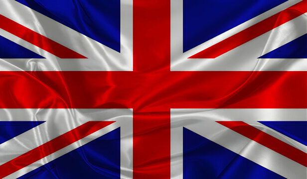 Waving silk flag of United Kingdom