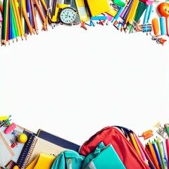 Back to School Stationeries and Office Supplies White Background