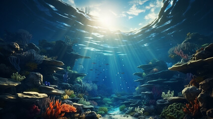 Sea or ocean underwater deep nature background
