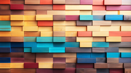 Colorful wood wall texture background. Abstract background of colorful wooden wall.