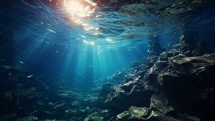 Obraz premium Sea or ocean underwater deep nature background