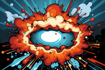 a cartoon illustration of the word boom on white background generative ai