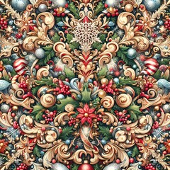 Festive Finesse: Christmas Seamless Pattern, Exquisite Christmas Illustration