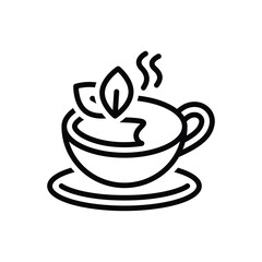 Black line icon for tea 