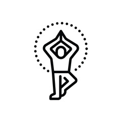 Black line icon for yoga 