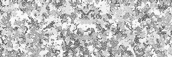 Monochrome reaction diffusion seamless pattern. Abstract background. Organic line art endless wallpaper. Black and white colors. Turing generative design. Science vector illustration Format Vektor