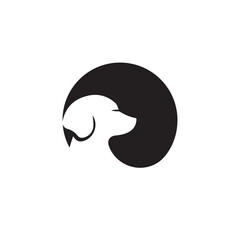 black and white dog icon simple logo.