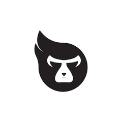 black and white monkey simple logo.