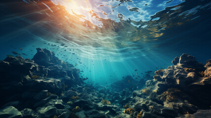 Fototapeta na wymiar Sea or ocean underwater deep nature background generative ai