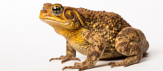 Naklejka premium The European common toad scientifically known as Bufo bufo can be spotted in various locations across the continent of Europe