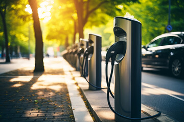 Super cargadores eléctricos para coches eléctricos.