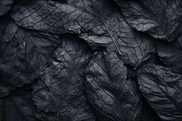 Fondo de hojas de plantas de tonos oscuros. - obrazy, fototapety, plakaty