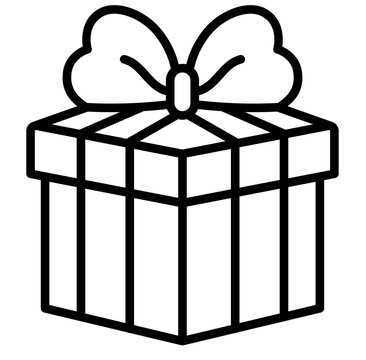 recommend clip art: Cute Christmas present gift box with ribbon bow outline cartoon doodle illustration