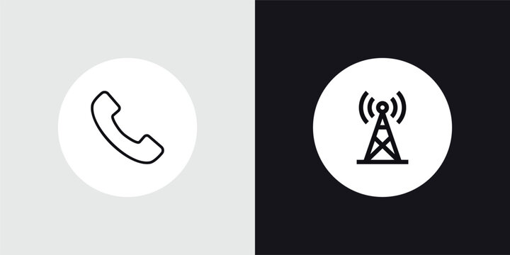 Outline Icons Set From Technology Concept. Editable Vector Included Telephone Receiver, Antenna Icons. Thin Line Icons