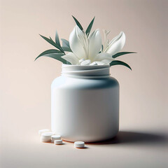 White jarisolated and stands on background bottle for pills can be used in medicine beauty 