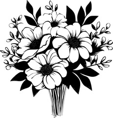 Hand-drawn Daisy Bouquet Botanical Garden Vintage Outline Icon