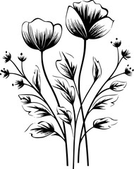 Hand-drawn Poppy Botanical Garden Vintage Outline Icon