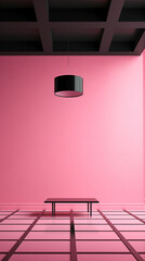 Naklejka premium a room with a table and a lamp