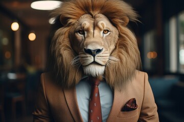 ライオン顔のビジネスマン,Generative AI AI画像