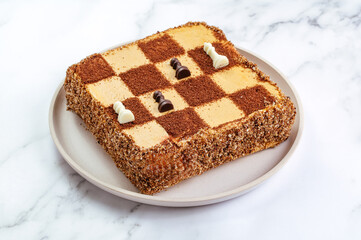 shortbread cake in the form of a chessboard
