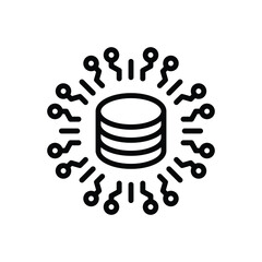 Black line icon for big data 