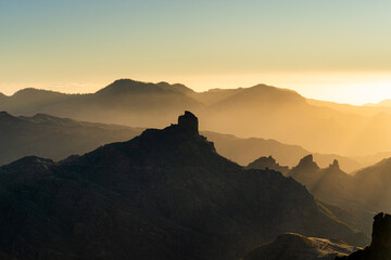 Mountain view of valley in Gran Canaria Island - obrazy, fototapety, plakaty