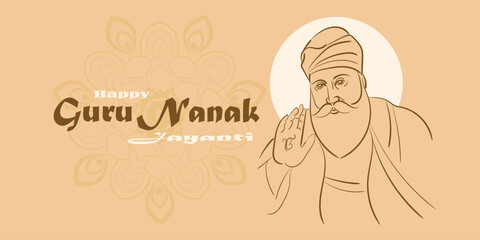 happy Guru Nanak Jayanti vector illustration.