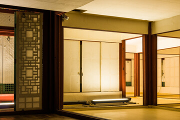 Seoul, South Korea - Oct.15.2023: The building interior of Deoksugung palace in the night