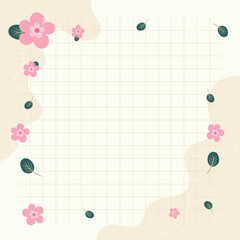 Fototapeta na wymiar Kawaii Cute Pink Flower background vector illustrations