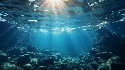 Fototapeta na wymiar Sea or ocean underwater deep nature background