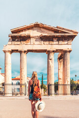 Athena Gate,  Roman Agora in Athens- travel, vacation, tour tourism in Greece - obrazy, fototapety, plakaty