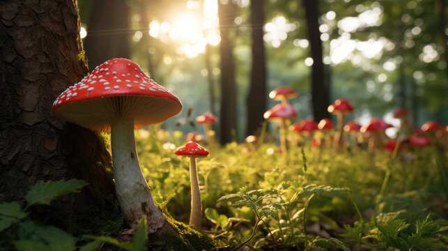 A Picture Of A Mushroom In A Forrest Fairycore Trees , Background Image, Hd