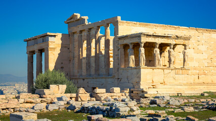 Athens, Acropolis Karyatides statues, Erehtheio- Travel, tour tourism in Greece