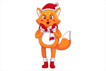 Cute Christmas Fox Cartoon Character Design