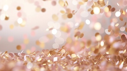 Festive and light pastel soft pink and gold confetti party favors - obrazy, fototapety, plakaty