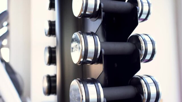 EA Workout Gym Equipment. Gym trainer close-up. High quality FullHD footage