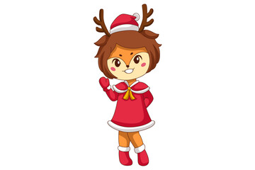 Cute Christmas Deer Cartoon Character Design