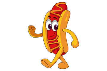 Cute Hot Dog Cartoon Character Design