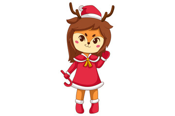 Cute Christmas Deer Cartoon Character Design