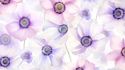 Dreamy Anemones Watercolor Seamless Pattern, Background Image, Hd